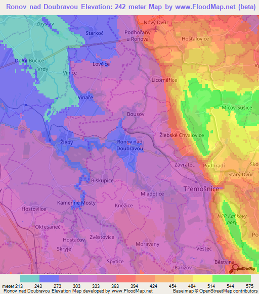 Ronov nad Doubravou,Czech Republic Elevation Map