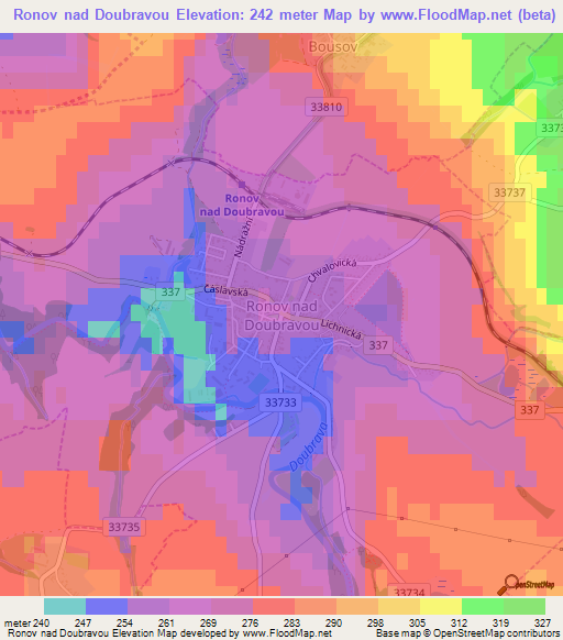Ronov nad Doubravou,Czech Republic Elevation Map