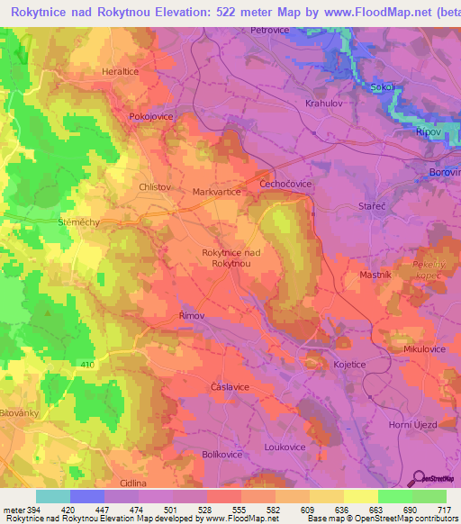 Rokytnice nad Rokytnou,Czech Republic Elevation Map