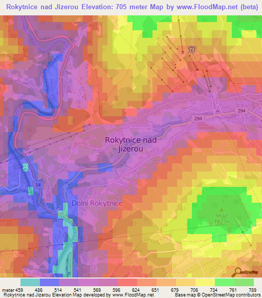 Rokytnice nad Jizerou,Czech Republic Elevation Map