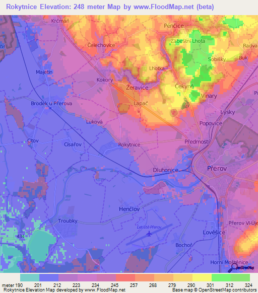 Rokytnice,Czech Republic Elevation Map