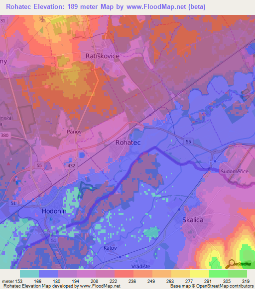 Rohatec,Czech Republic Elevation Map