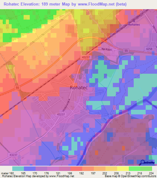 Rohatec,Czech Republic Elevation Map