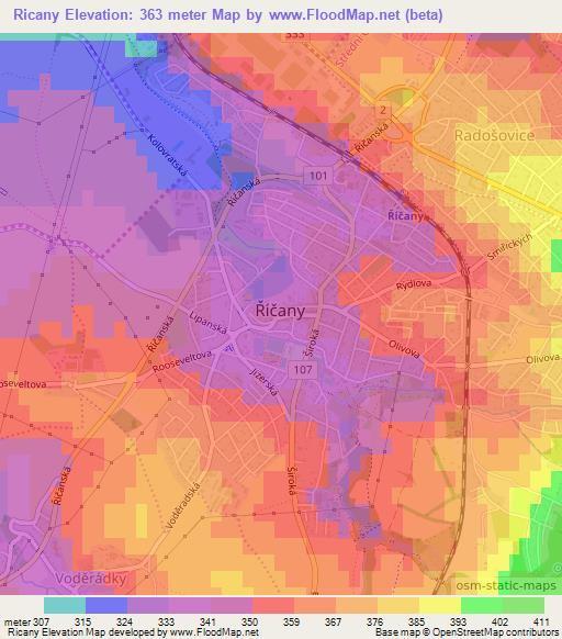 Ricany,Czech Republic Elevation Map