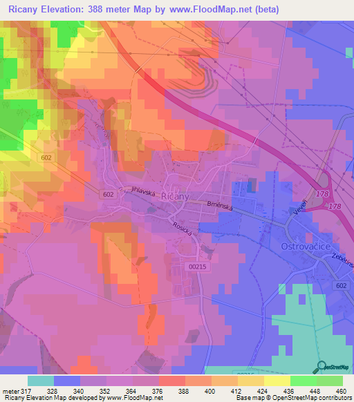 Ricany,Czech Republic Elevation Map