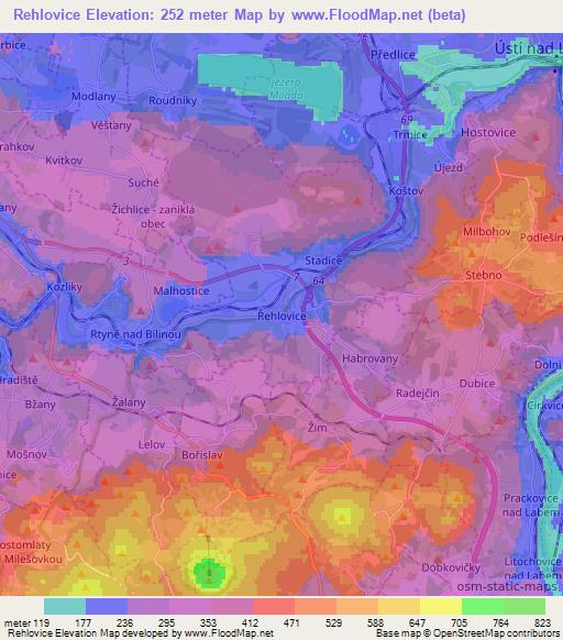 Rehlovice,Czech Republic Elevation Map