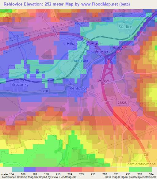 Rehlovice,Czech Republic Elevation Map