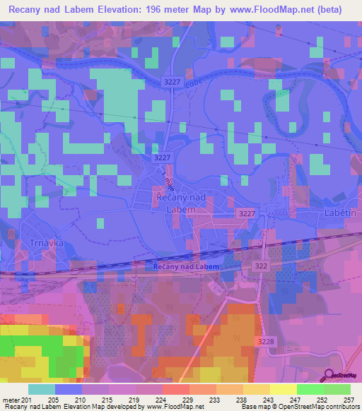 Recany nad Labem,Czech Republic Elevation Map