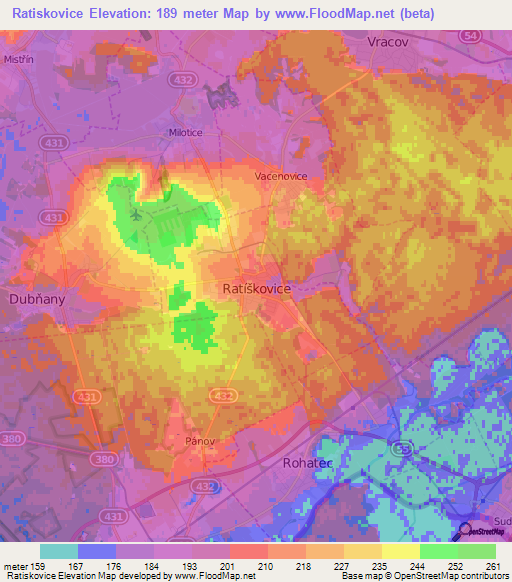 Ratiskovice,Czech Republic Elevation Map