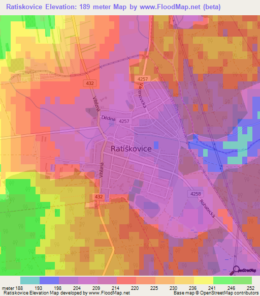 Ratiskovice,Czech Republic Elevation Map