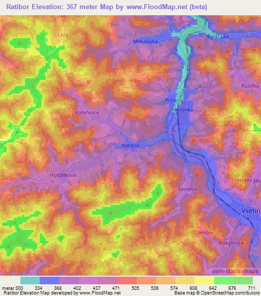 Ratibor,Czech Republic Elevation Map