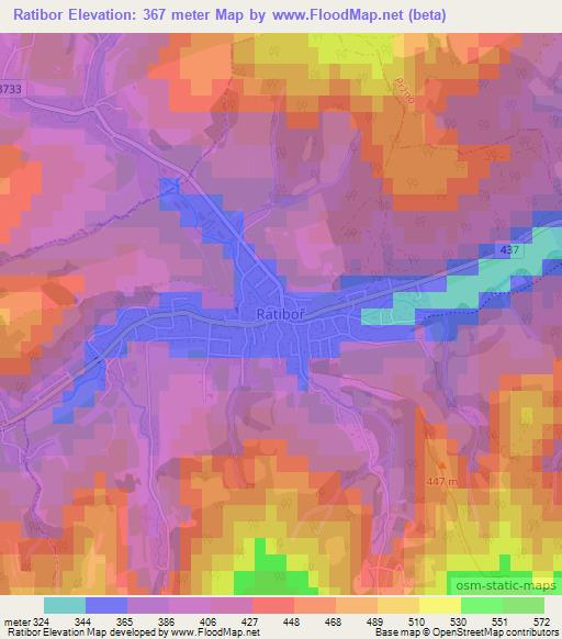 Ratibor,Czech Republic Elevation Map