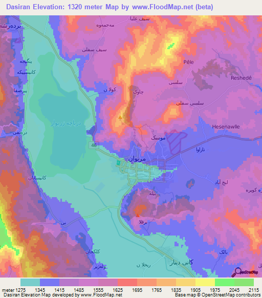 Dasiran,Iran Elevation Map