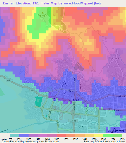 Dasiran,Iran Elevation Map