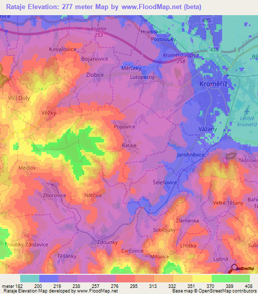 Rataje,Czech Republic Elevation Map