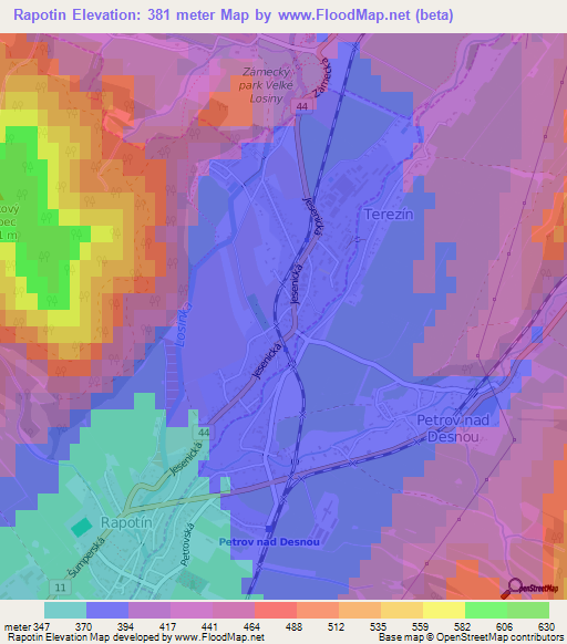 Rapotin,Czech Republic Elevation Map