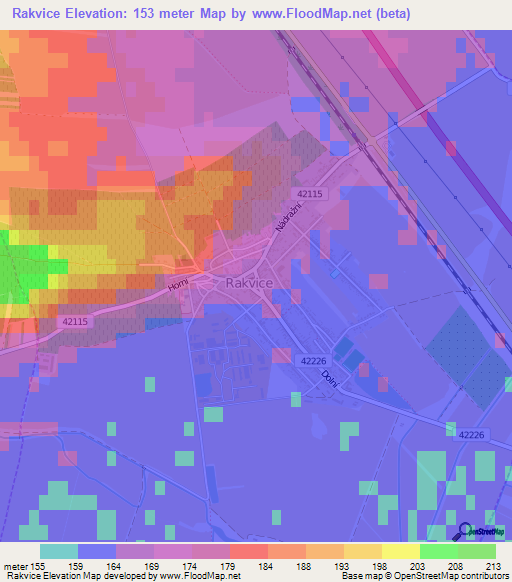 Rakvice,Czech Republic Elevation Map