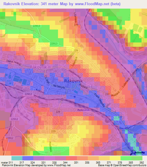 Rakovnik,Czech Republic Elevation Map