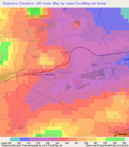 Radonice,Czech Republic Elevation Map