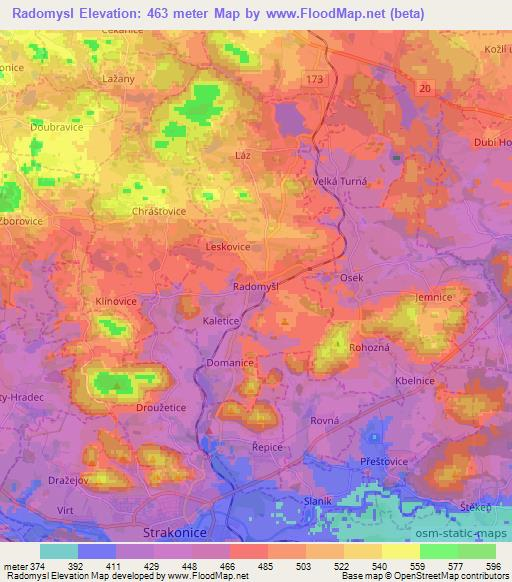 Radomysl,Czech Republic Elevation Map