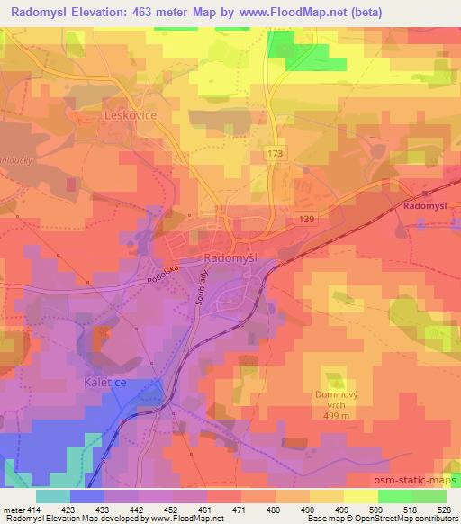 Radomysl,Czech Republic Elevation Map