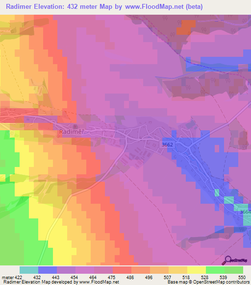 Radimer,Czech Republic Elevation Map