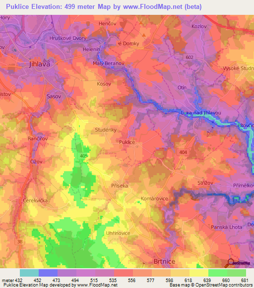 Puklice,Czech Republic Elevation Map