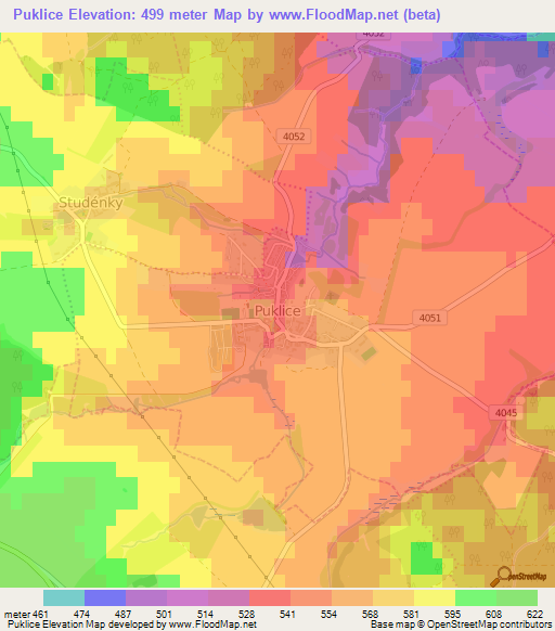 Puklice,Czech Republic Elevation Map