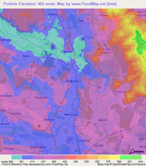 Protivin,Czech Republic Elevation Map