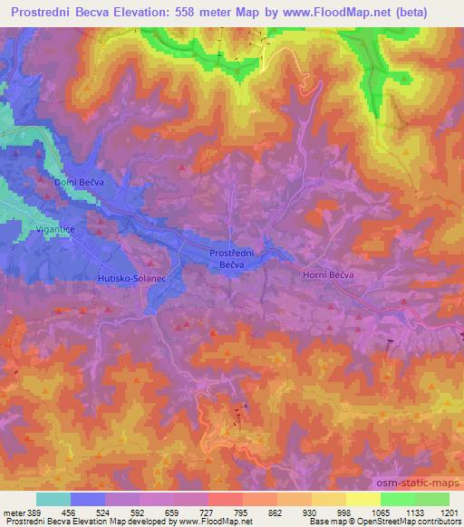Prostredni Becva,Czech Republic Elevation Map