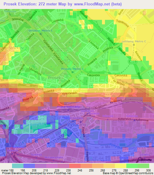 Prosek,Czech Republic Elevation Map