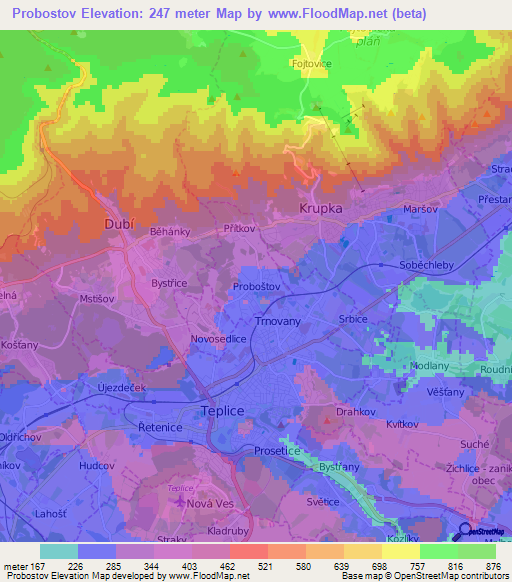 Probostov,Czech Republic Elevation Map