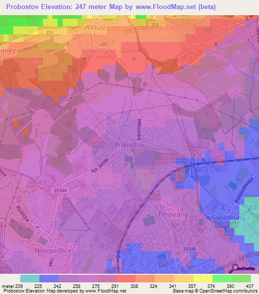 Probostov,Czech Republic Elevation Map