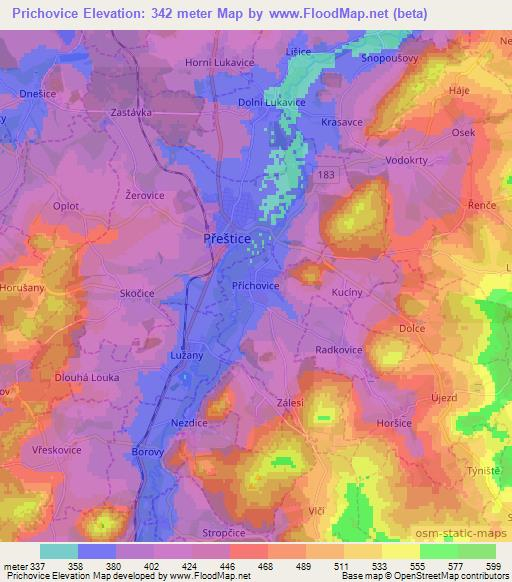 Prichovice,Czech Republic Elevation Map