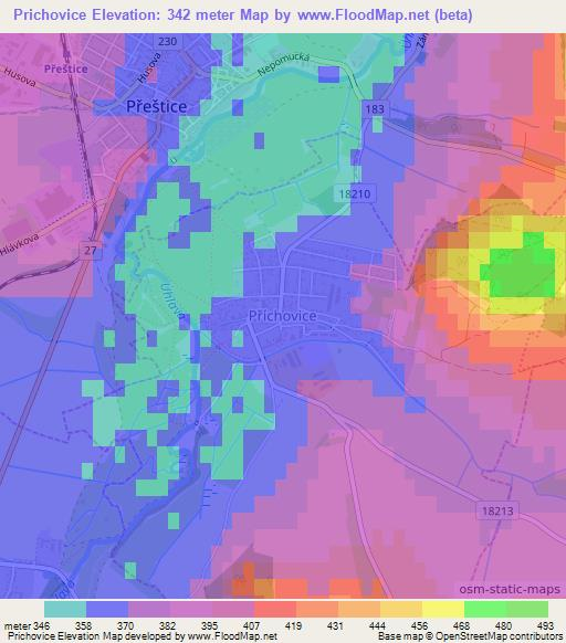 Prichovice,Czech Republic Elevation Map