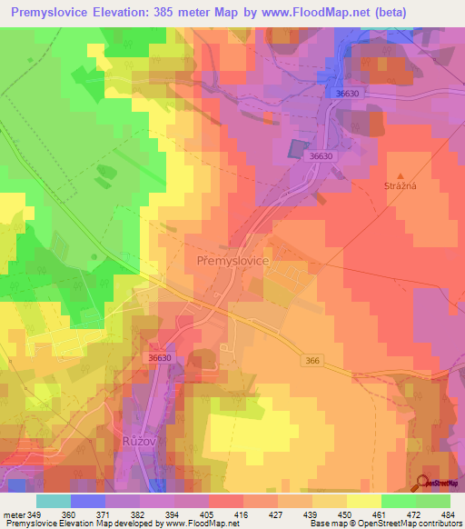 Premyslovice,Czech Republic Elevation Map