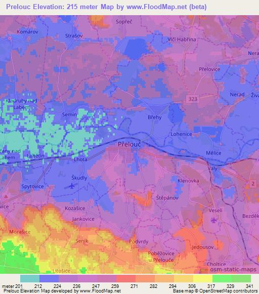 Prelouc,Czech Republic Elevation Map