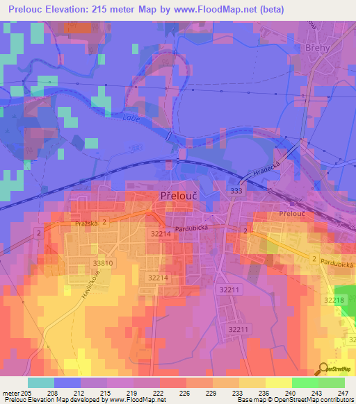 Prelouc,Czech Republic Elevation Map