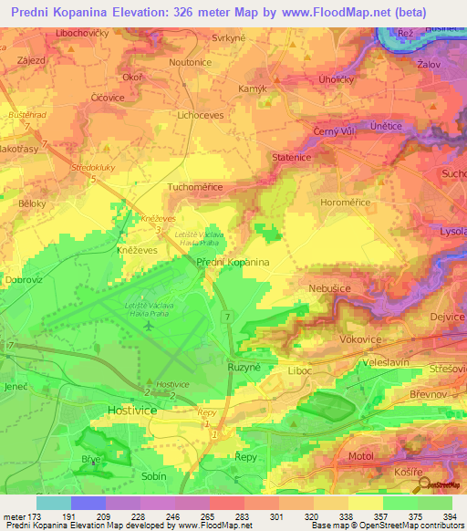 Predni Kopanina,Czech Republic Elevation Map