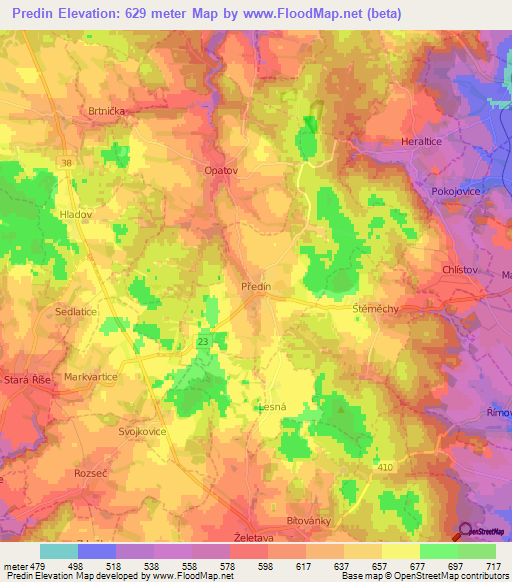 Predin,Czech Republic Elevation Map