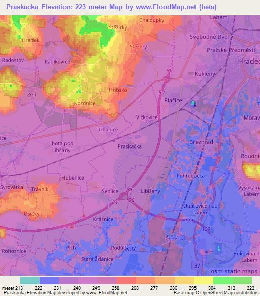 Praskacka,Czech Republic Elevation Map