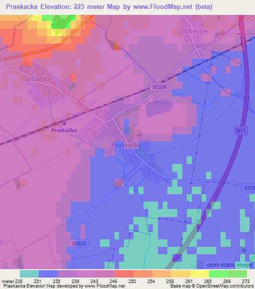 Praskacka,Czech Republic Elevation Map