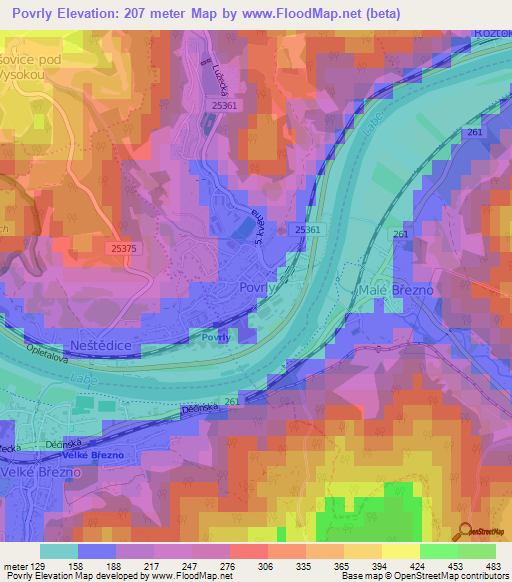 Povrly,Czech Republic Elevation Map