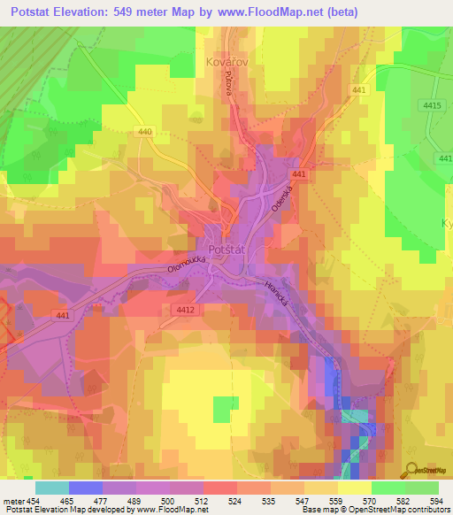 Potstat,Czech Republic Elevation Map