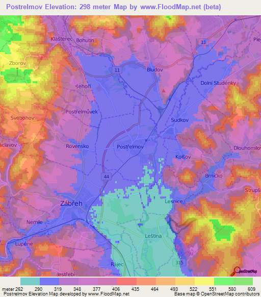 Postrelmov,Czech Republic Elevation Map