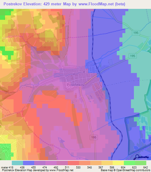Postrekov,Czech Republic Elevation Map