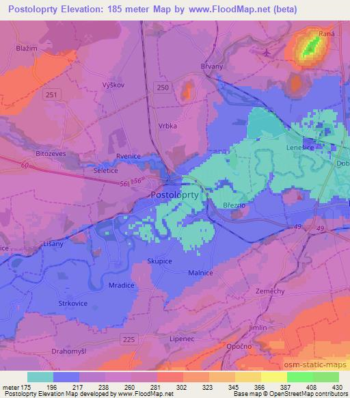 Postoloprty,Czech Republic Elevation Map