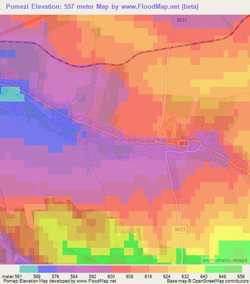 Pomezi,Czech Republic Elevation Map