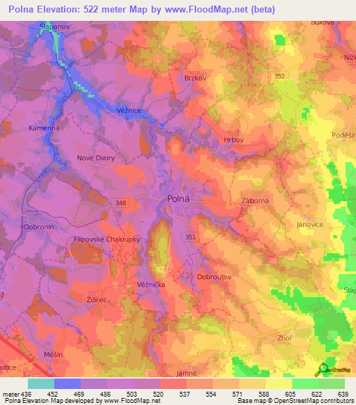 Polna,Czech Republic Elevation Map