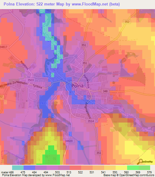Polna,Czech Republic Elevation Map